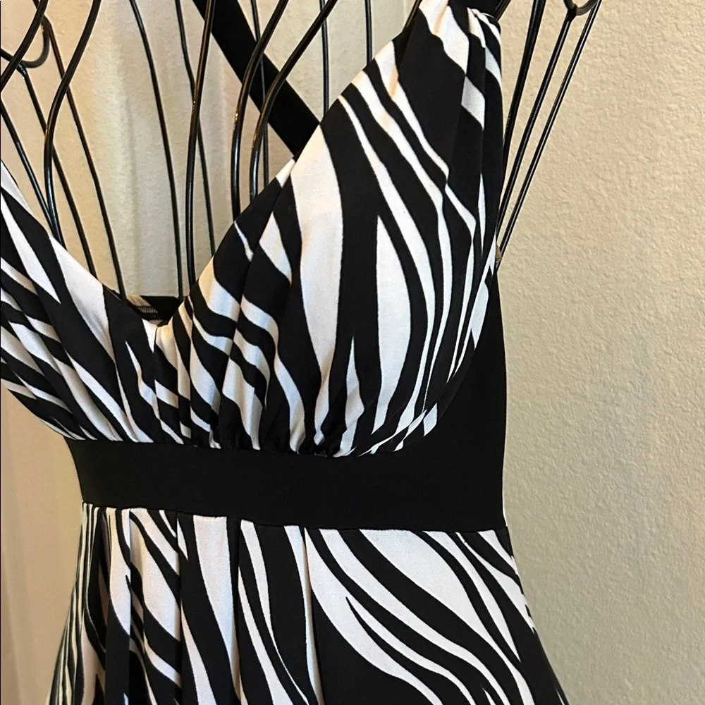 Elegant Black and White Zebra Print Maxi Dress - Picture 4 of 13